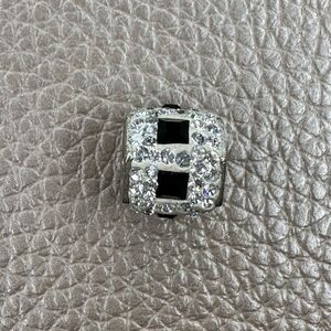 Helzberg Diamonds - White Crystal Black Square Hexagon Charm